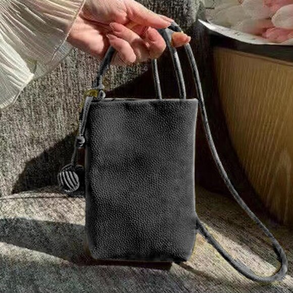 New! Black Faux Soft Leather Mini Crossbody Phone Coin Purse Bag - Picture 6 of 10